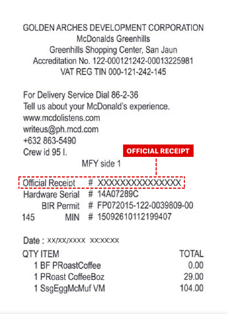 PH receipt